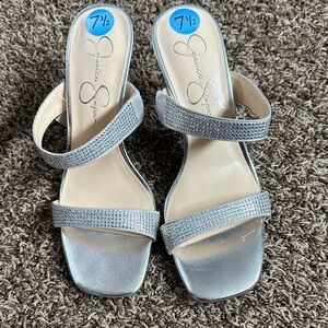 Jessica Simpson Silver Strappy Heels NWT